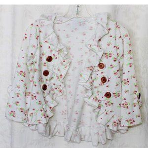 Pipperdoodles Size 2T Girls Floral Jacket by Pip Squeaks Boutique Ruffle Buttons